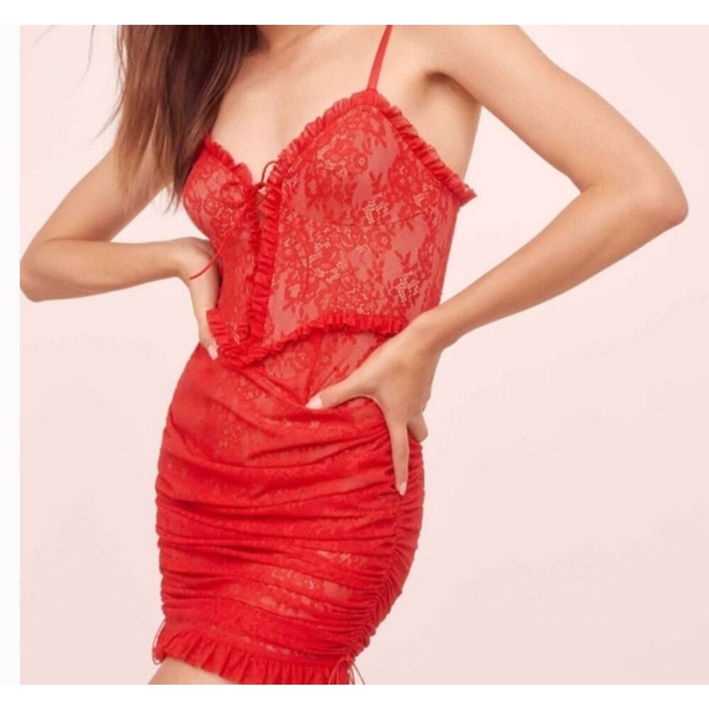 For Love & Lemons high low Gracie Lace Slip Dress size xs